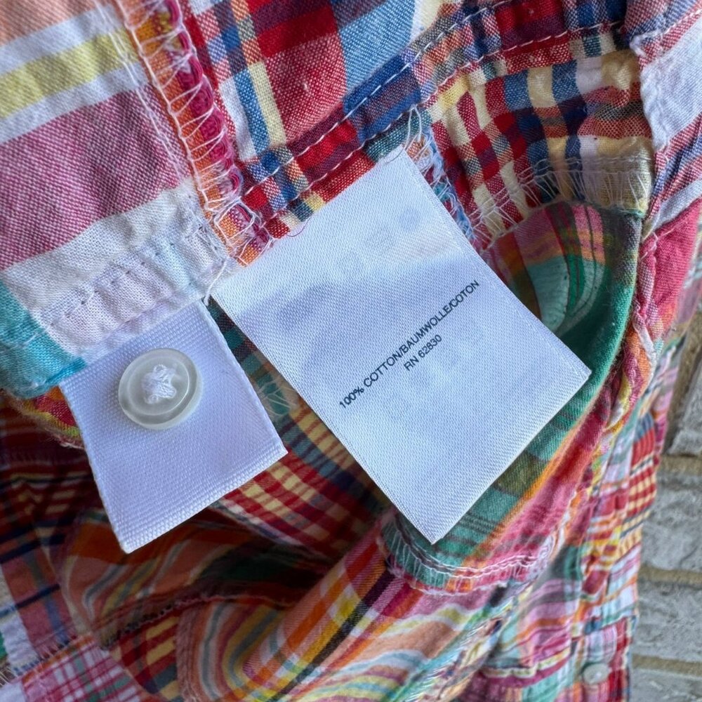 Lands' End Long Sleeve Button Up Patchwork 100% C… - image 4